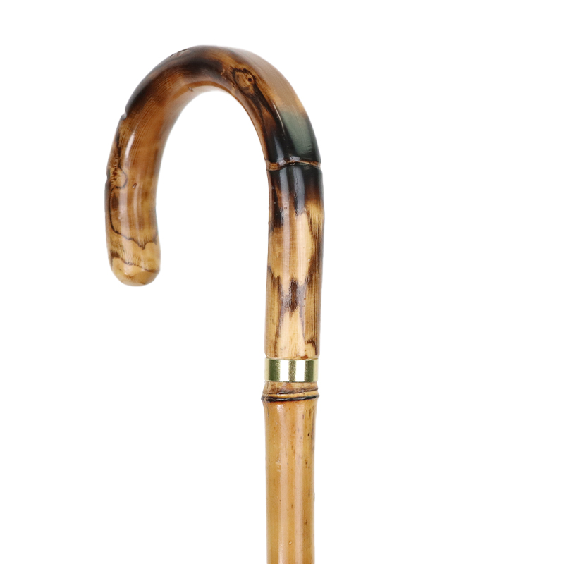 Bamboo Walking Cane with Chestnut Crook Handle