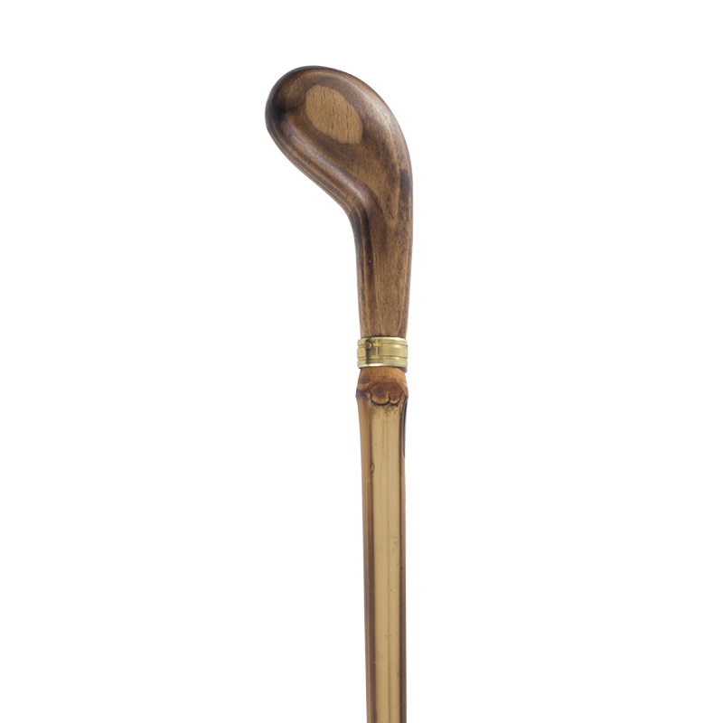 Pistol Grip Handle Natural Bamboo Walking Stick