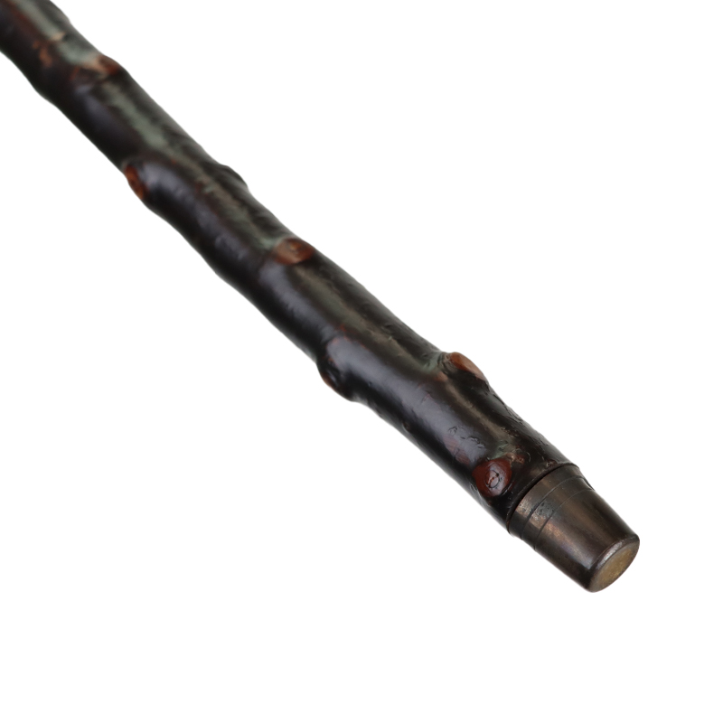 Beech Wood Pistol Grip Walking Stick with Brass Collar