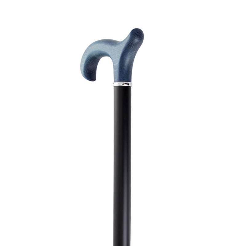 Black and Blue Derby Handle Wooden Walking Stick