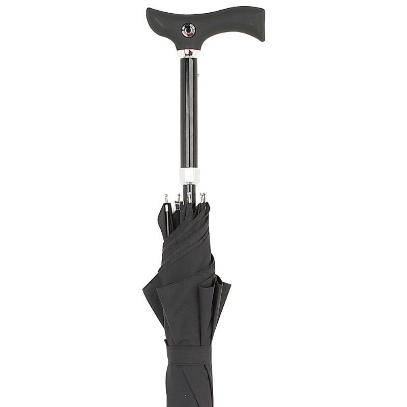 Black Crutch-Handle Adjustable Walking Stick Umbrella