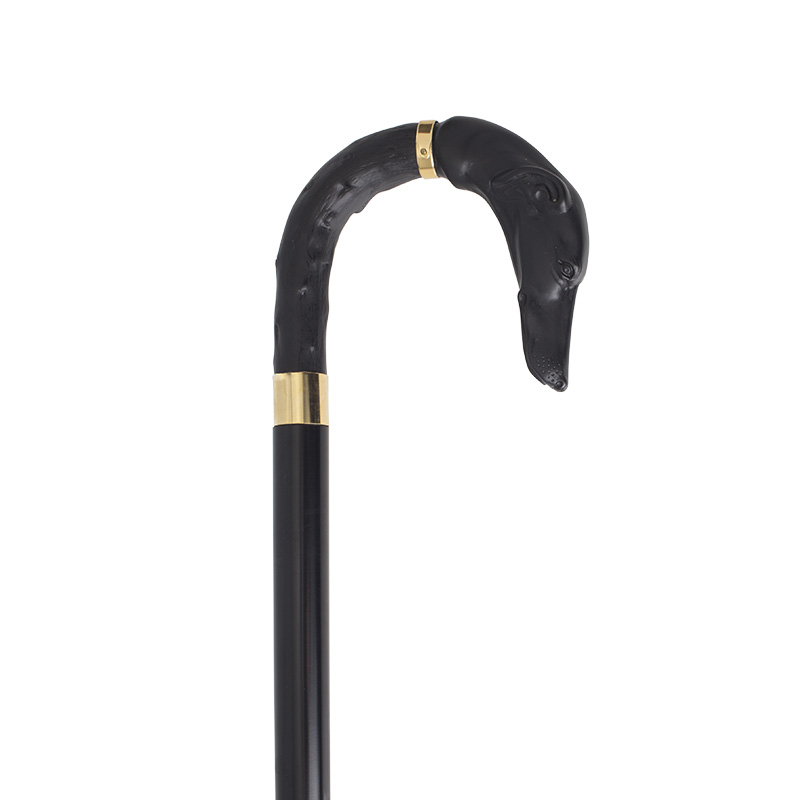 Black Greyhound Handle Crook Walking Stick