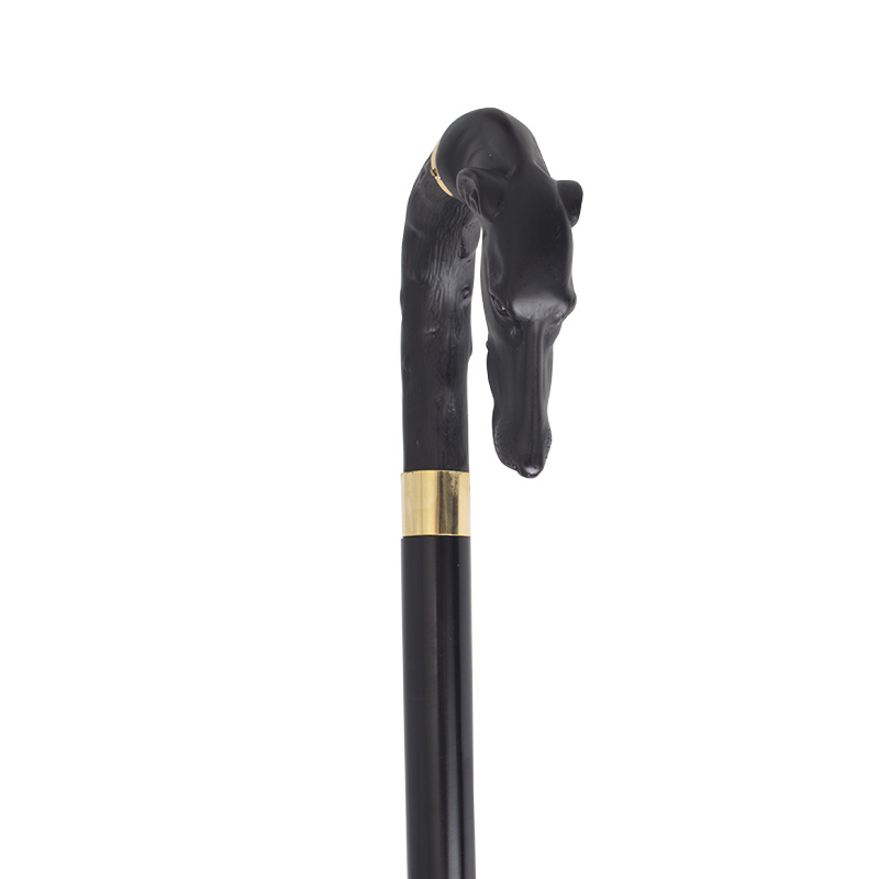 Black Greyhound Handle Crook Walking Stick