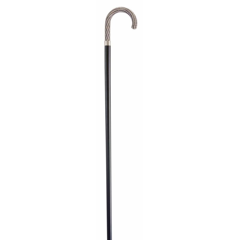 Black Hardwood Crook Cane with Swarovski Handle