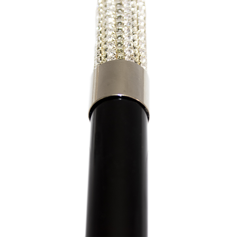 Black Hardwood Crook Cane with Swarovski Handle