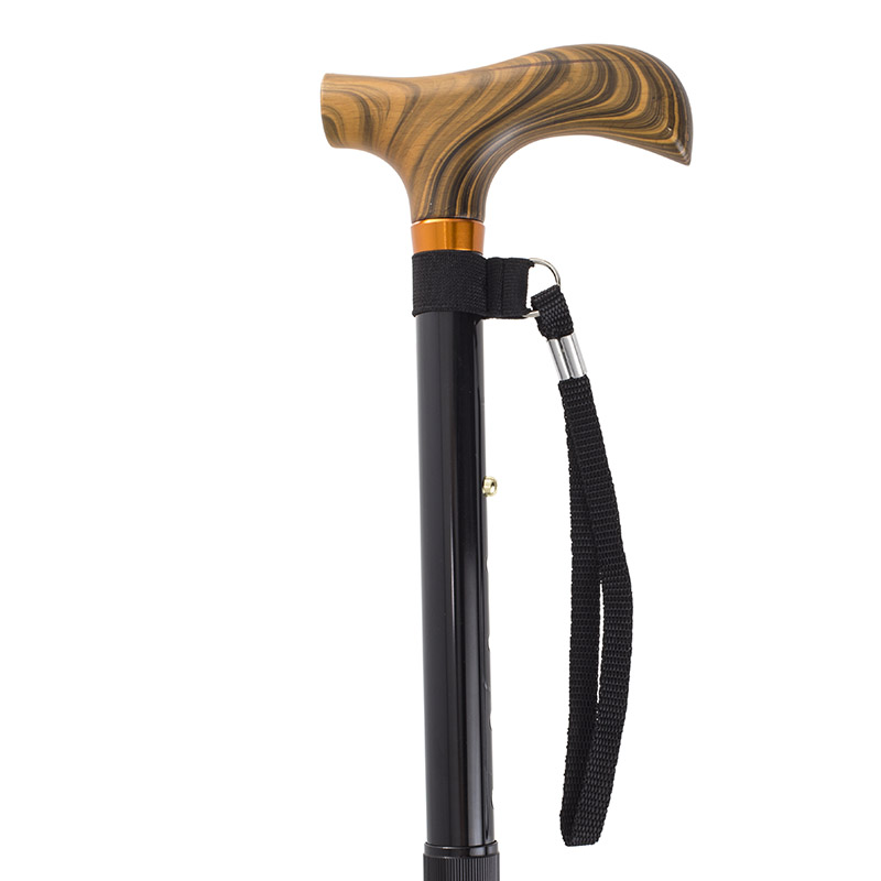 Black Height Adjustable Folding Derby Walking Stick