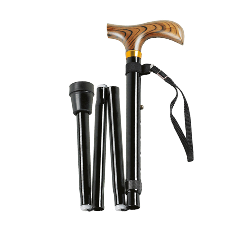 Black Adjustable Folding Walking Stick 