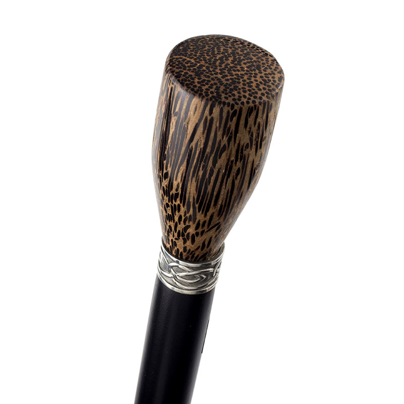 Black Palm Knob Handle Beech Walking Stick with Celtic Collar