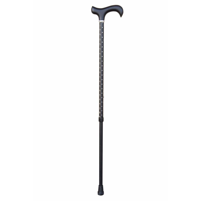 Black Twinkle Height Adjustable Derby Cane - Money Off!