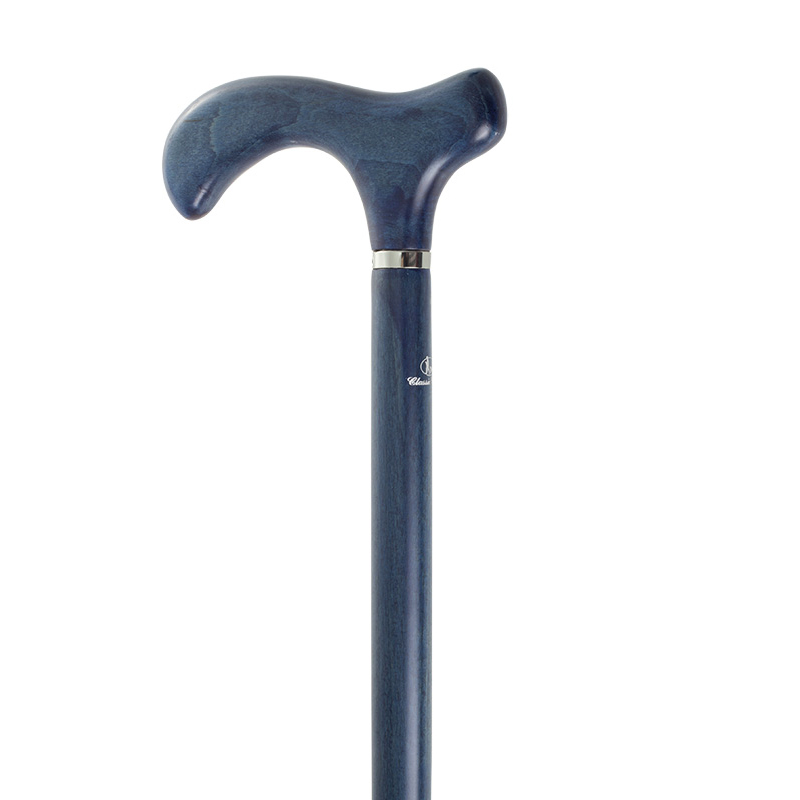 Blue Melbourne Beech Derby-Handle Wooden Walking Stick