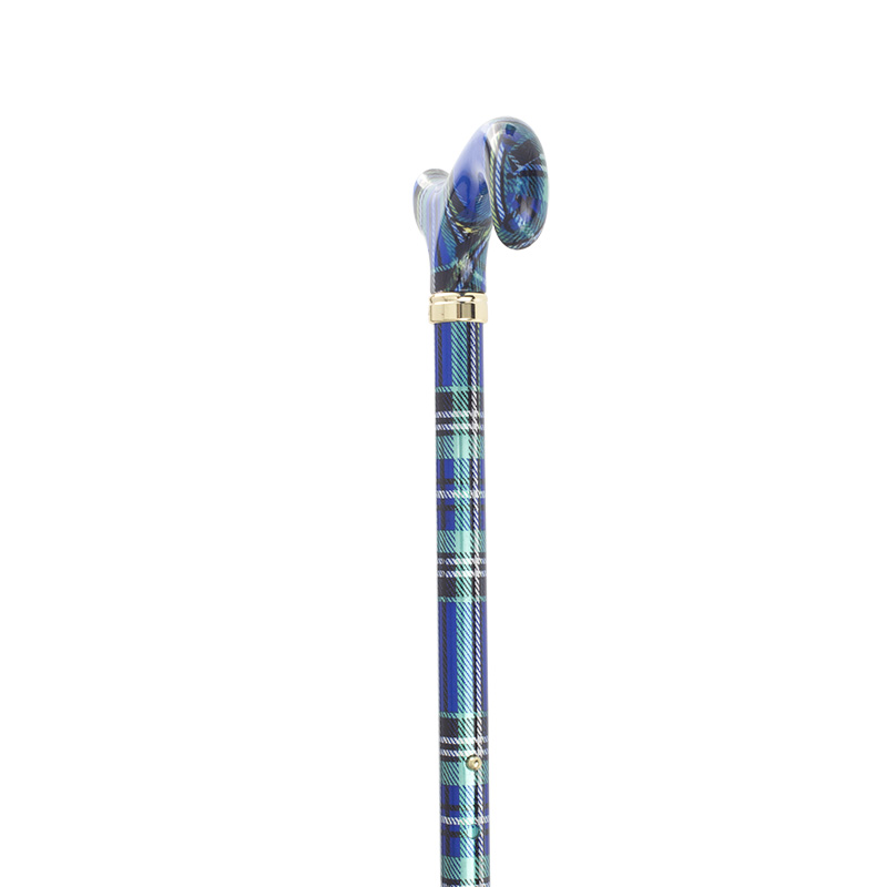 Blue Tartan Derby Walking Cane WalkingSticks.co.uk