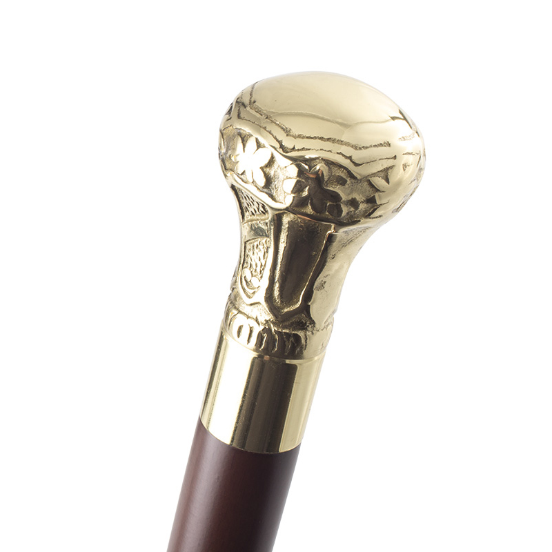 Boxwood Collectors' Crown Brass Handle Walking Stick