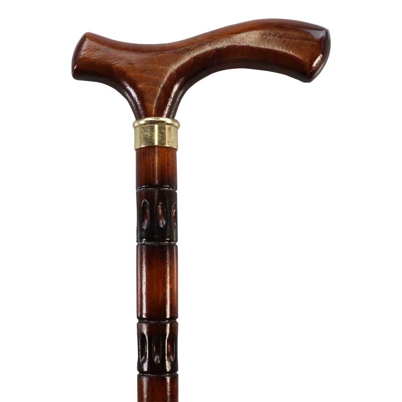 Carved Brown Beech Wood Walking Stick - WalkingSticks.co.uk
