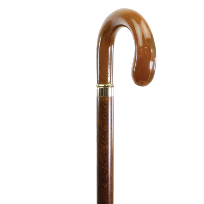 Brown Marble-Effect Walking Cane with Crook Handle