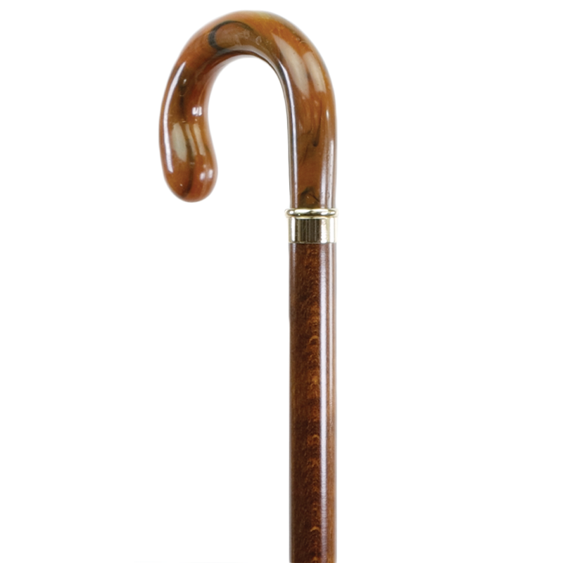 Brown Marble-Effect Walking Cane with Crook Handle