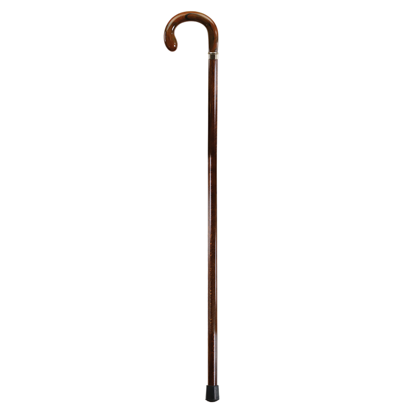 Brown Marble-Effect Walking Cane with Crook Handle