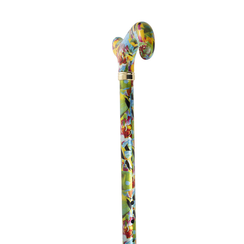 Height Adjustable Multi-Coloured Angel Fish Derby Walking Cane