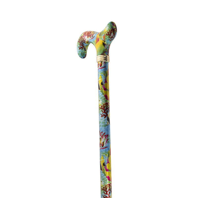 Height Adjustable Multi-Coloured Angel Fish Derby Walking Cane