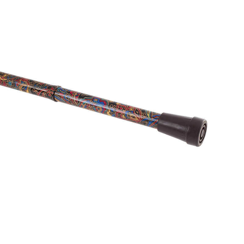 Height-Adjustable Folding Red Paisley Pattern Derby Walking Stick