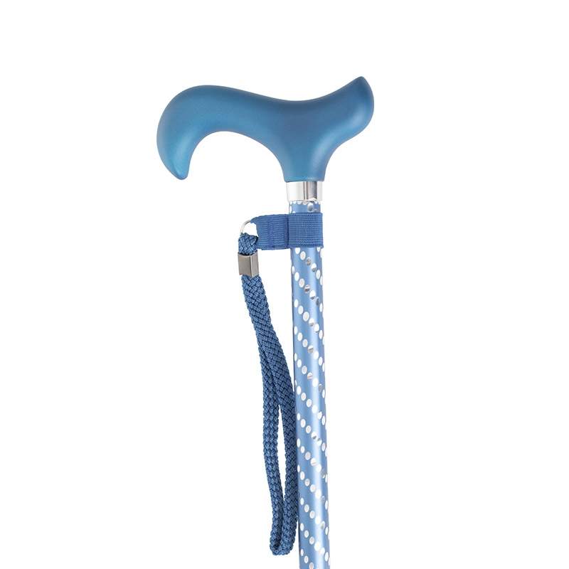 Height-Adjustable Sassy Blue Engraved Derby Walking Stick