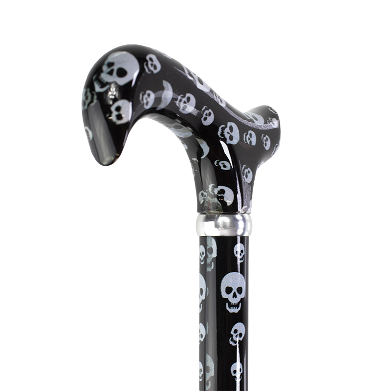 Cartoon Skulls Derby Adjustable Folding Walking Stick