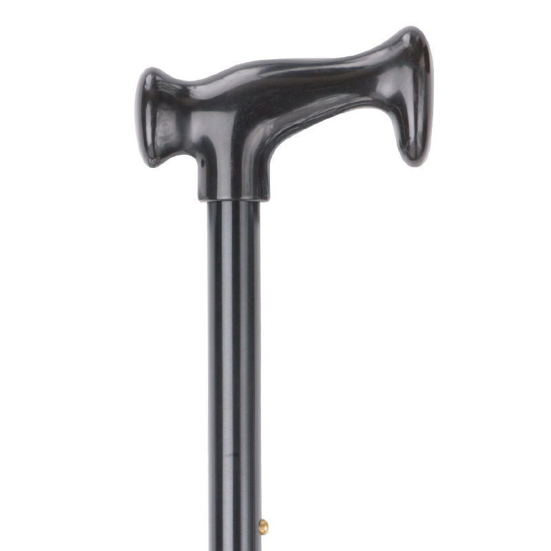 Height-Adjustable Black Walking Stick with Moulded Handle