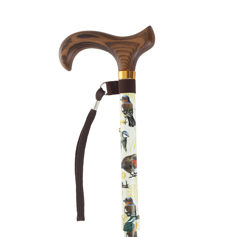 Height-Adjustable Garden Birds Sturdy Folding Walking Stick