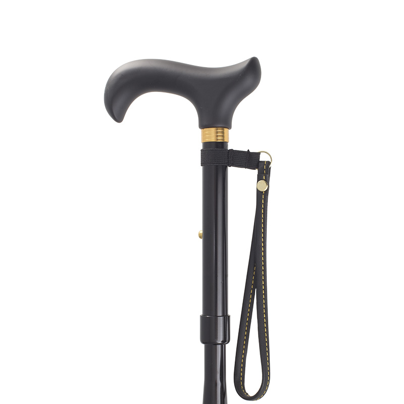 Short Height-Adjustable Mini Folding Black Derby Walking Stick