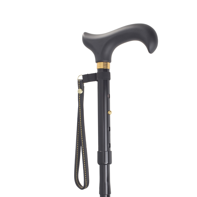 Short Height-Adjustable Mini Folding Black Derby Walking Stick