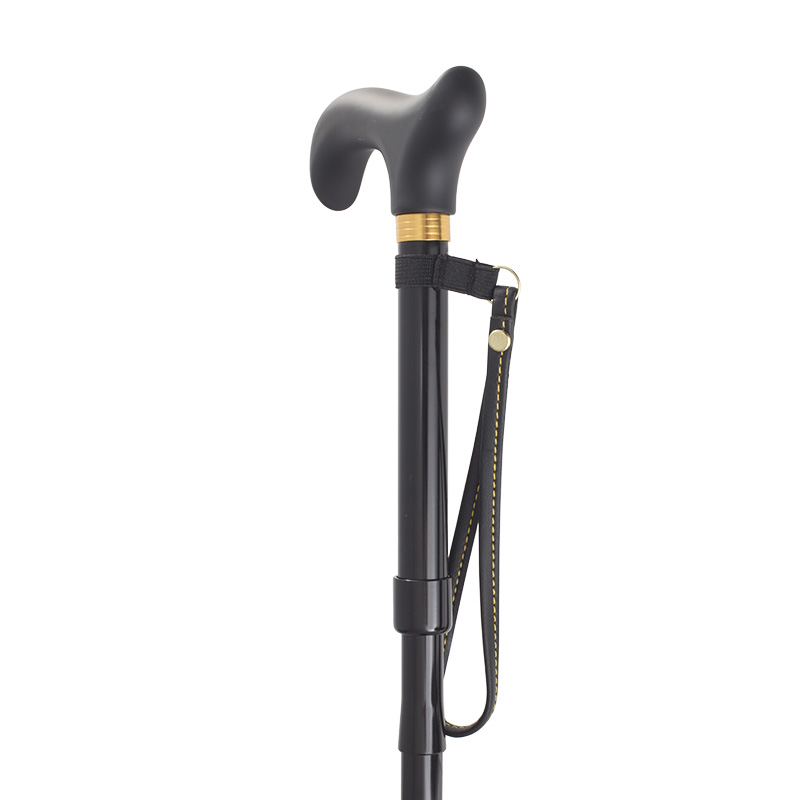 Short Height-Adjustable Mini Folding Black Derby Walking Stick