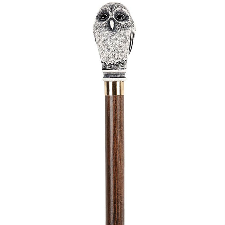Collectors Maple Shaft Silver Owl Walking Stick