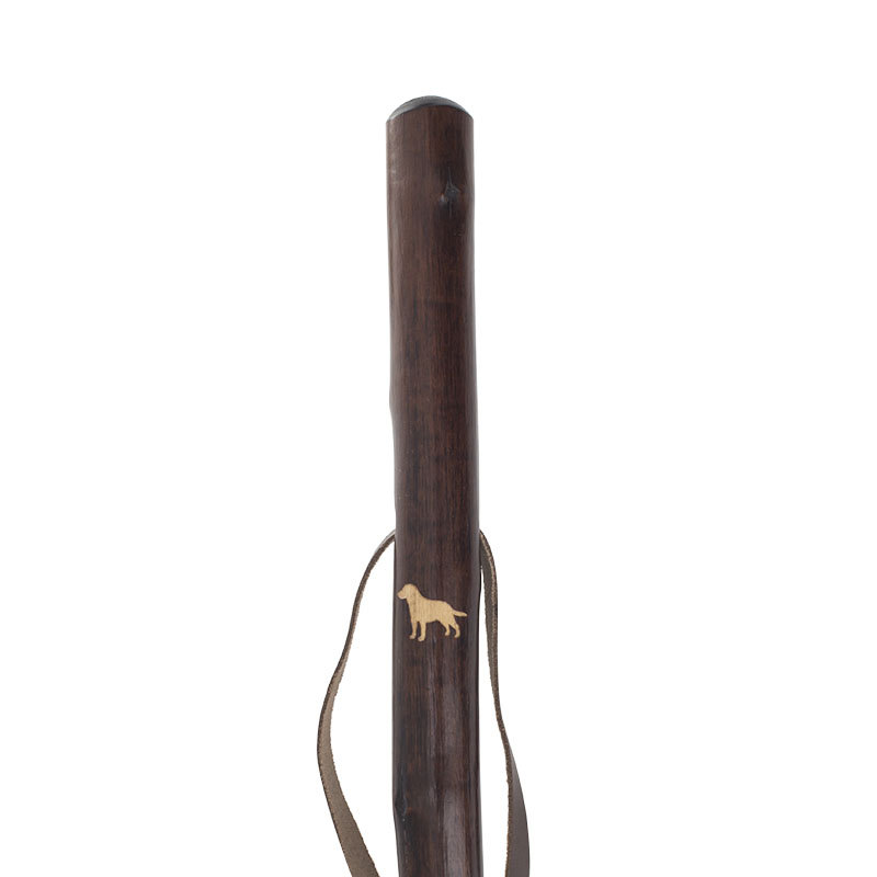 Chestnut Hiking Staff with Labrador Retriever Carving