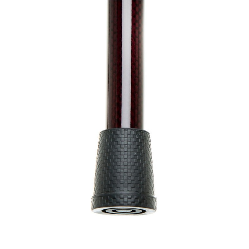 Soft Grip Fischer Handle Carbon Fibre Walking Stick with Red Diamond Pattern