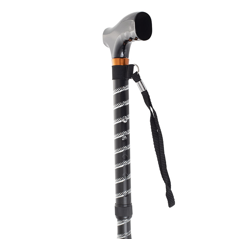 Drive Medical Black Twist Patterned Folding Walking Cane with Strap