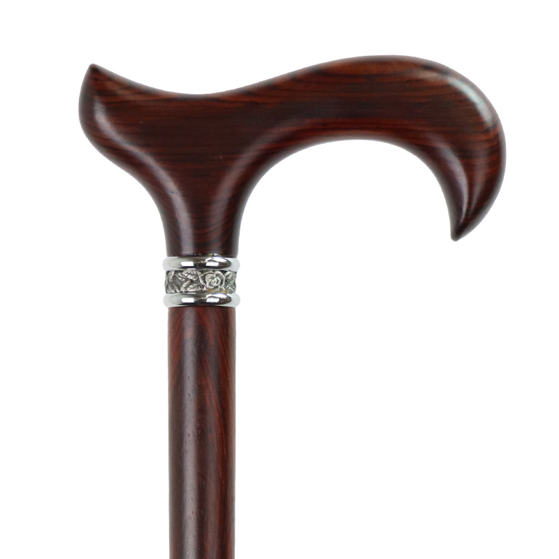 Cocobolo Derby Walking Cane with Rose Pewter Collar