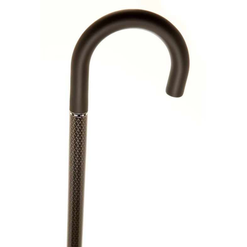 Crook Handle Carbon Fibre Walking Stick with Black Diamond Pattern