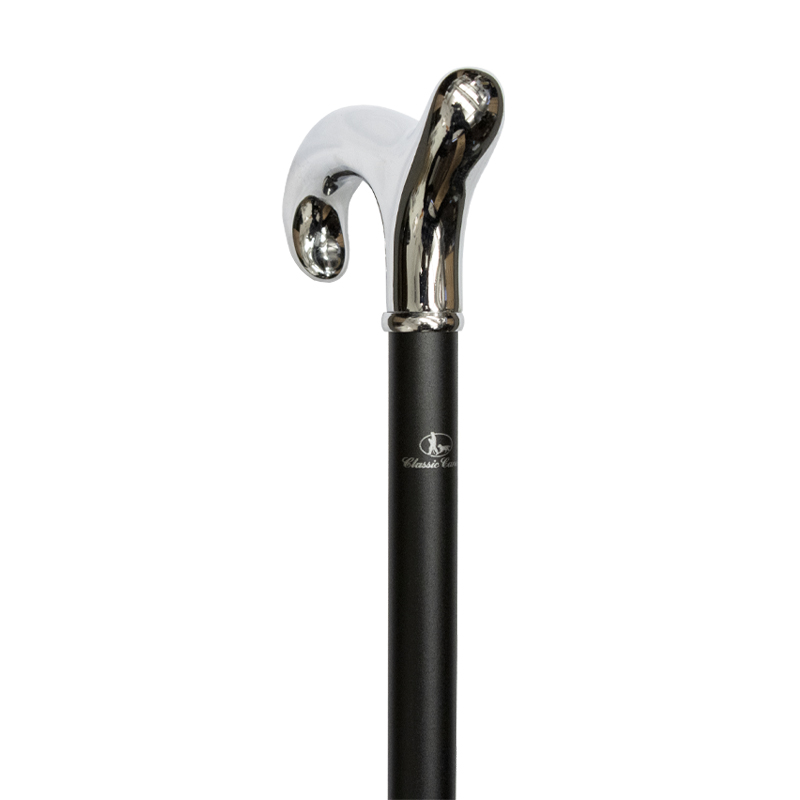 Height Adjustable Black and Chrome Derby Walking Cane