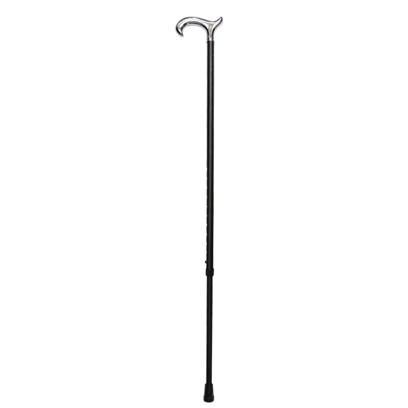Height Adjustable Black and Chrome Derby Walking Cane