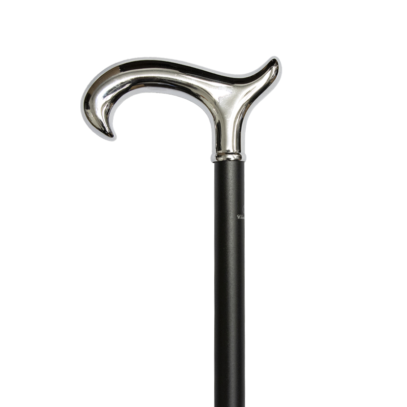 Height Adjustable Black and Chrome Derby Walking Cane