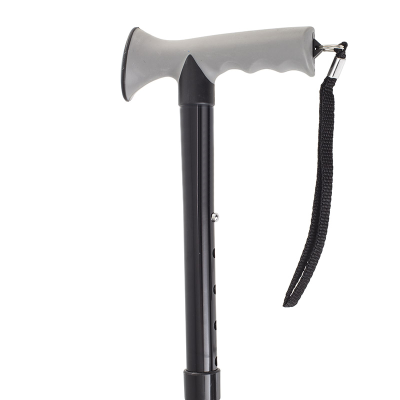 Drive Medical Black Folding Walking Stick with Gel Grip Handle