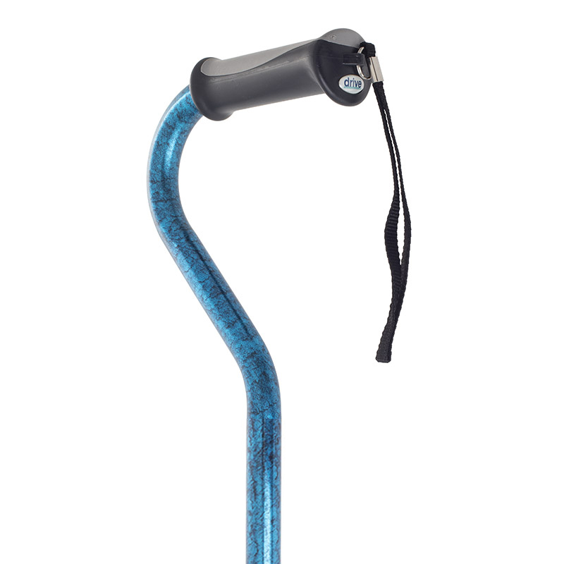Drive Medical Blue Crackle Swan Neck Walking Stick with Soft Grip Handle