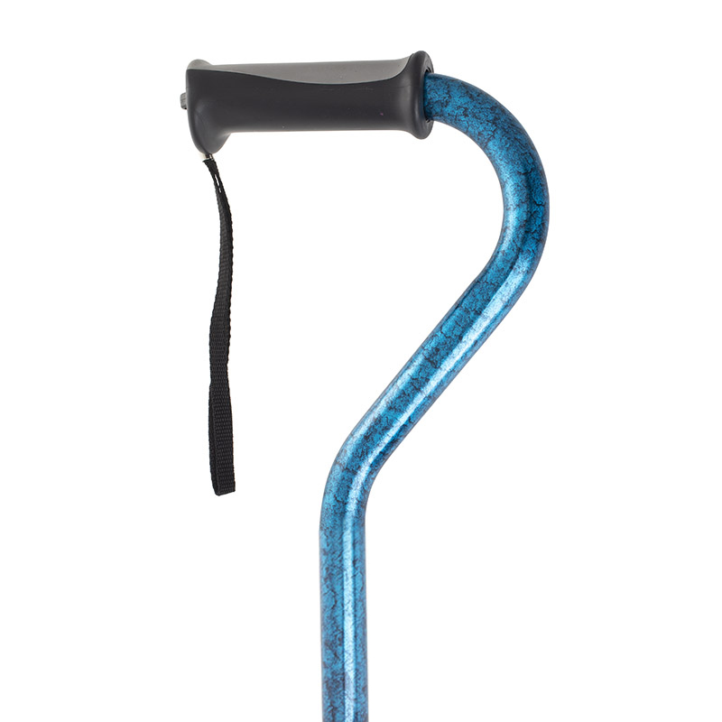 Drive Medical Blue Crackle Swan Neck Walking Stick with Soft Grip Handle