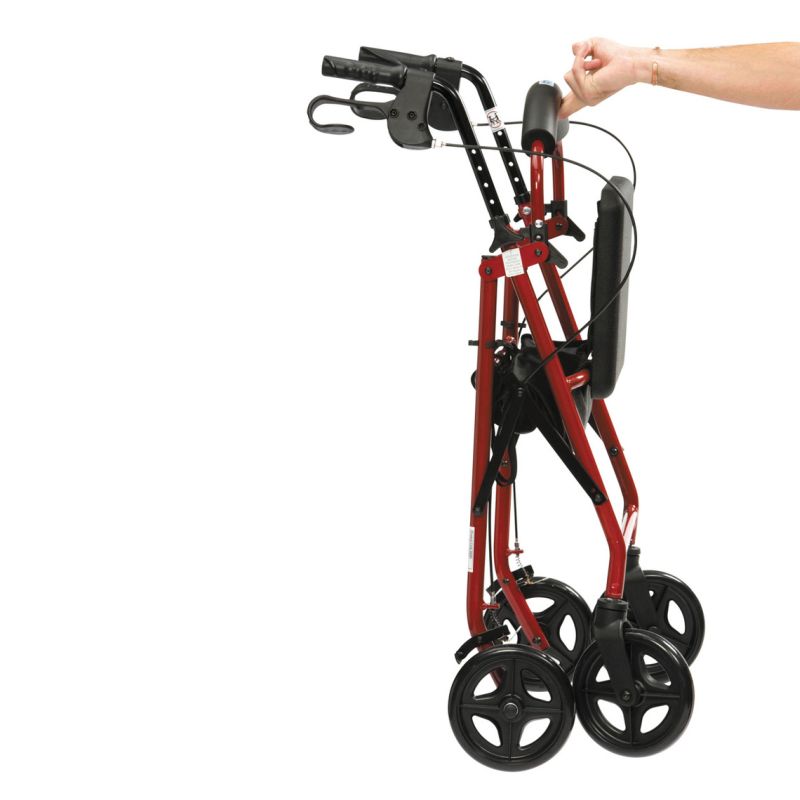 Drive Medical Red Lightweight Aluminium Rollator with 7'' Wheels