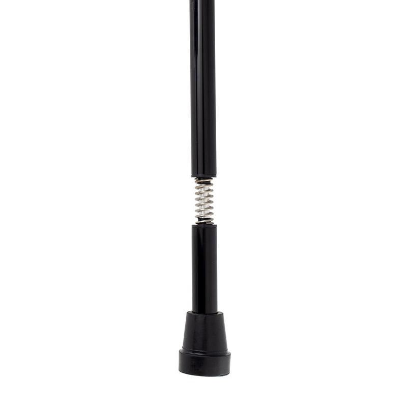 Black Height-Adjustable Walking Stick with Shock Absorber