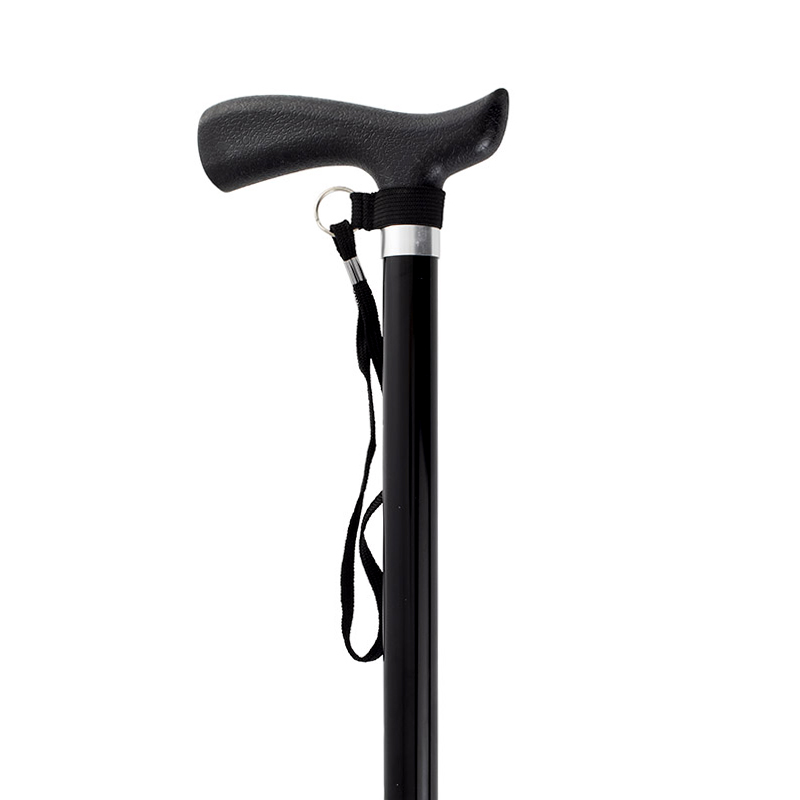 Black Height-Adjustable Walking Stick with Shock Absorber