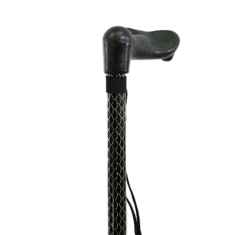 Etched Black Height Adjustable Walking Stick with Orthopaedic Handle