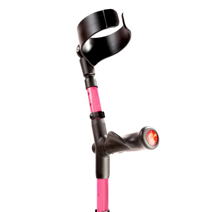 Flexyfoot Pink Anatomic Comfort-Grip Double-Adjustable Crutch (Right-Handed)