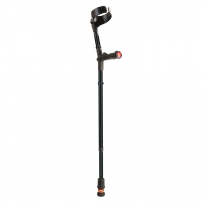 Flexyfoot Black Closed Cuff Comfort Grip Double Adjustable Crutch (Left Hand)