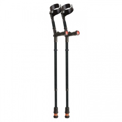Flexyfoot Black Closed-Cuff Comfort-Grip Double-Adjustable Crutches (Pair)