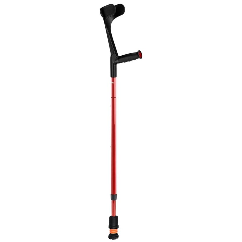 Flexyfoot Carbon Fibre Soft Grip Open Cuff Red Folding Crutch